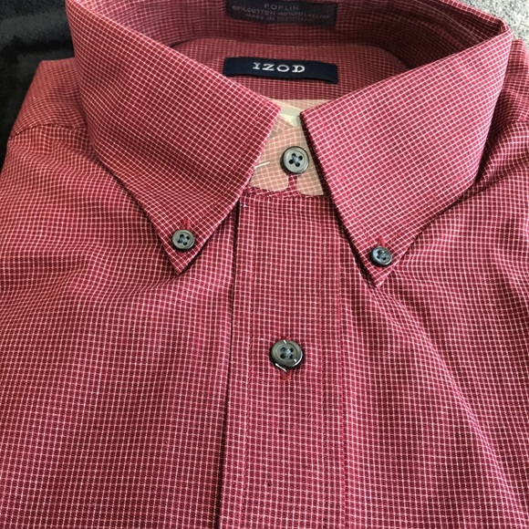 IZOD, LS, size L, Neck 16.5, sleeve 32/33 Poplin 60% cotton, 40% polyester. NEW! - Picture 2 of 4